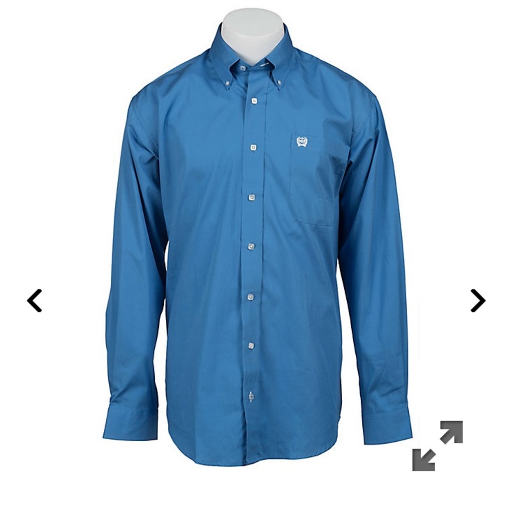 Cinch Men's Solid Blue Long Sleeve Western Shirt